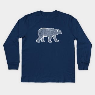 Polar Bear Ink Art - on dark colors Kids Long Sleeve T-Shirt